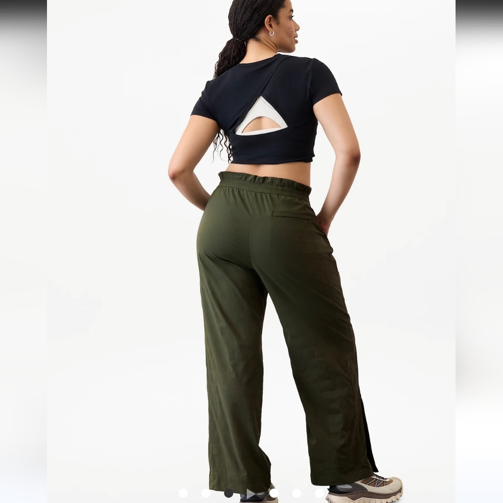 Athleta Trekkie High Rise Parachute Pant Aspen Olive Sz 14 - Picture 2 of 10